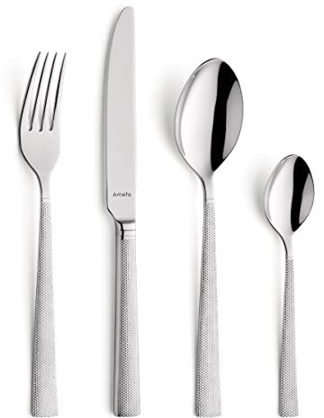 AMEFA JEWEL Besteck Set 4 Personen | 16 teilig | Edelstahl 18/0 | rostfrei und hochglanzpoliert | spülmaschinenfest | hochwertige Griffe mit feinem Diamantschliff | elegantes Besteckset 4 Personen