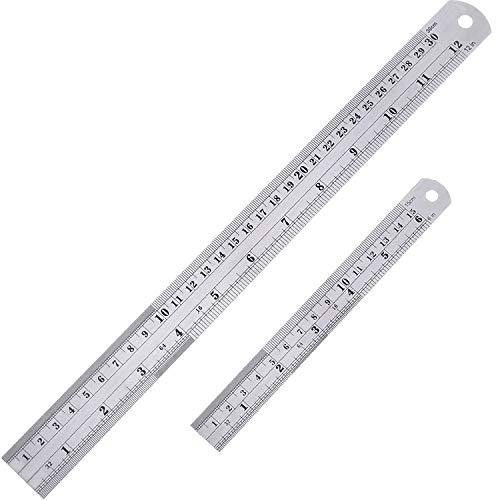 ZARRS Edelstahl-Lineal Set - 12+6 Zoll, Langlebig & Praktisch, perfekt für Schule, Büro & Co