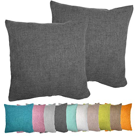 Moon Luxury Doppelpack Kissenhülle in Struktur-Optik Chenille garngefärbt 2 x Kissenbezug 40x40 cm anthrazit