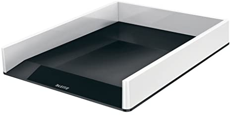Leitz Briefkorb A4, Zweifarbiges Design, Weiß/Schwarz, Duo Colour, WOW, 553611095