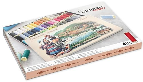 Gütermann creativ Box Nostalgia con 48 bobine di Cucitutto 100 m in diversi colori