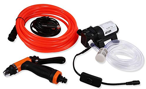 Bomba de Lavado de Coches con Pistola Rociadora y Manguera, Juego de Lavadora de Coche EléCtrico de Alta PresióN de 12 V, 80 W Y 130 PSI, Bomba Multifuncional para Lavado de Coches, Riego de Jardines