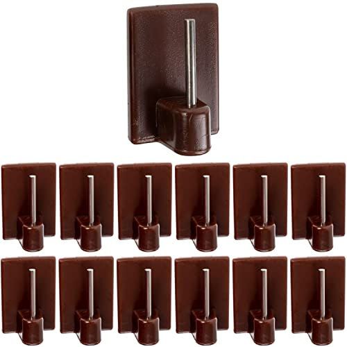 Gancio autoadesivo per bastone, 12 pz, Marrone, misura 25 x 17 mm, ganci per tenda, ganci per zanzariere, gancio adesivo per tende a finestra, aggancio per bastoni su finestre in PVC, curtain hook
