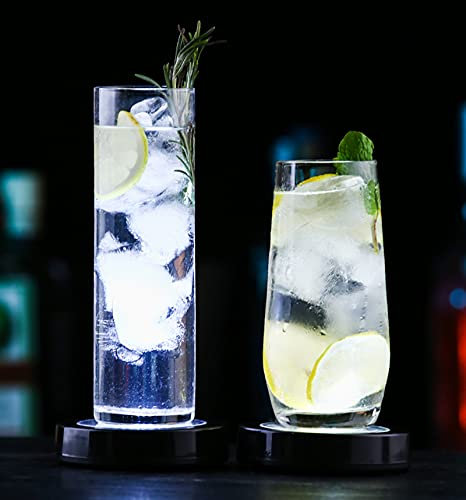 KEEDA Lot de 4 dessous de verre LED pour boissons, rechargeables par USB, pour cocktail, bière, boisson, bouteille de vin, tapis lumineux pour la maison, fête, mariage, bar, club (lumière blanche