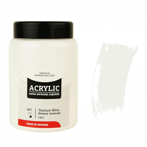 7 Artists Akrylfärg Titanvit 400 ml – Högtäckande Akrylfärg för Målning av Trä, Duk, Lera och Sten | Enkel Akrylfärg för Hantverk och Målning | Akrylfärger Individuellt