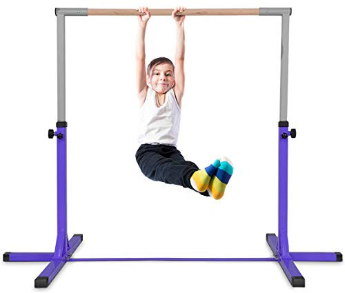 COSTWAY Barra Horizontal de Gimnasia para Niños Barra para Entrenamiento Altura Ajustable Carga hasta100kg (Violeta)