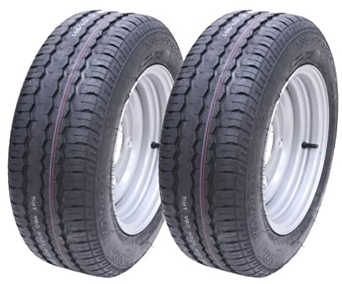 Parnells - 2 Sätze 185/60 R12c Komplette Quad-Anhängerräder, Schlauchlose Reifen mit Robuster 5-Stollen-Felge, 112 mm Pcd, Durchmesser 526 mm, 186 mm Breite, 900 kg, für Brian James I Trailer