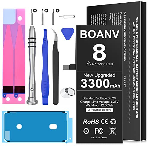 6500mAh for iPhone 8 (2025 New Version), BOANV Ultra High Capacity iPhone 8 Battery Replacement New 0 Cycle Battery, with Professional Replacement Tool Kits