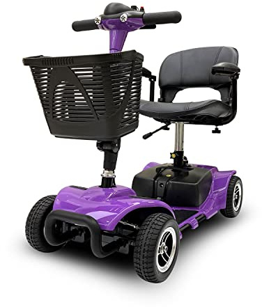 Elifecenter Battery Powered 4 Wheel Mobility Scooter for Seniors-Electric Scooter with Seat for Adults- Heavy Duty Structure for All Terrain Indoor Outdoor (Purple)