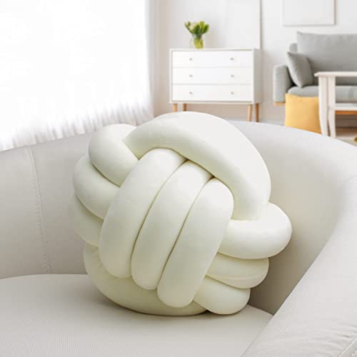 IIQI Knotenkissen, Mehrere Größen Knotenkissenball weiches handgewebtes Sofakissen, verwendet für Wohndekoration (Beige 13,35 Zentimeter)