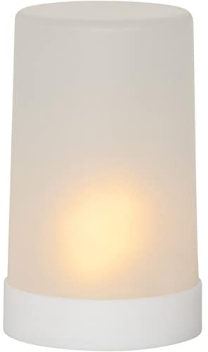 LED Windlicht FLAMME - simuliert brennende Flamme - H: 14,5cm, D: 9cm - Timer - gefrostet - outdoor