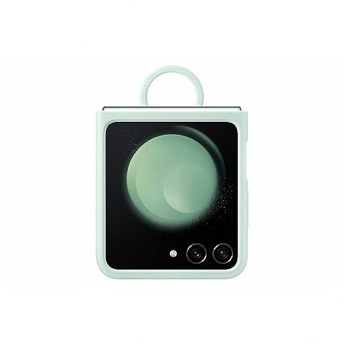 Samsung Silicone Cover with Ring Custodia Pieghevole con Anello per Galaxy Z Flip5, Ocean Green