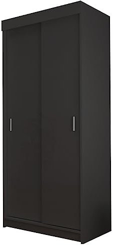BETTSO -Mehrzweckschrank inkl. 2 Einlageböden Kleiderschrank mit Kleiderstang Aktenschrank Allzweckschrank 2 Türen 80x200x62 cm (BxHxT)-Lima 80 cm (Schwarz)