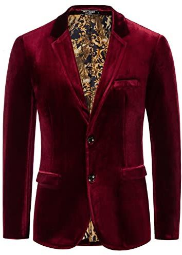 Two Button Men's Suit Velvet Tuxedo Christmas Dinner Jacket XXL Red-Wine 310-1