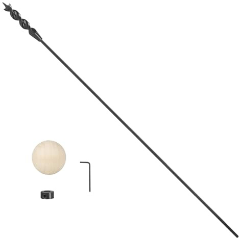 YY-LC Flexible Drill Bit for Wire Pulling,3/8x36in Flex Auger Drill Bit | Guide Ball Kit Included; Black Steel Shaft, Auger Head, Fish-Eye Hole & 3-Flat Shank for Pulling Wires in Walls and Studs