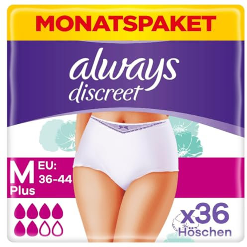 Discreet Damenbinden Pads Inkontinenz-Höschen Plus Gr. M 4 X 9 STÜCK