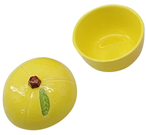 RONGZHAI Dessert-Keramikschale mit Deckel: Mini-Keramik-Eintopfschale, einzigartige Fruchtform, einzelne Keramik-Backschalen, Ofengeschirr, Suppentöpfe für Salat, EIS, Suppe, Zitrone