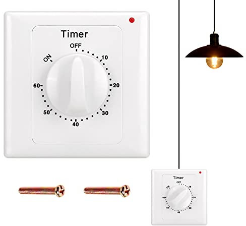 Interruttore per conto alla rovescia: timer AC 220 V, 60 minuti, interruttore della luce con timer, resistente all'acqua, IP65, controllo conto alla rovescia, timer, presa per bagno, ventilatore,