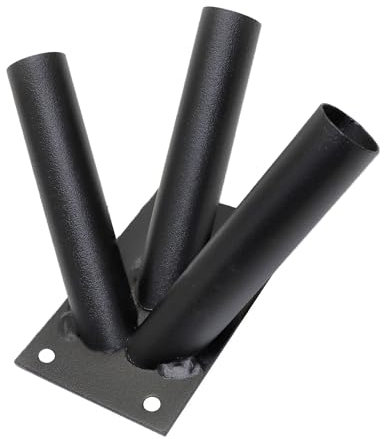Triple Flag Pole Holder - Wall Mounted Flag Pole Bracket, Powder Coated (Black), Rust and Weather Resistant, Heavy Duty Flagpole Mount for Home and Outdoor Use