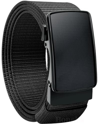 Boneke Cintura a cricchetto da uomo, Cintura tattica in nylon Web con fibbia scorrevole automatica, cintura invisibile non perforata da uomo è adatta per Jeans e Golf