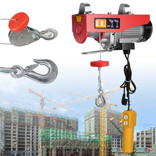Palan éLectrique 300Kg-1000Kg (Hauteur De Levage 20M) + TéLéCommande, Petite Grue (éLingue Simple/Double) + 8 Pages De Double Dissipation Thermique, Pour Le Levage Dans Les Usines,400KG