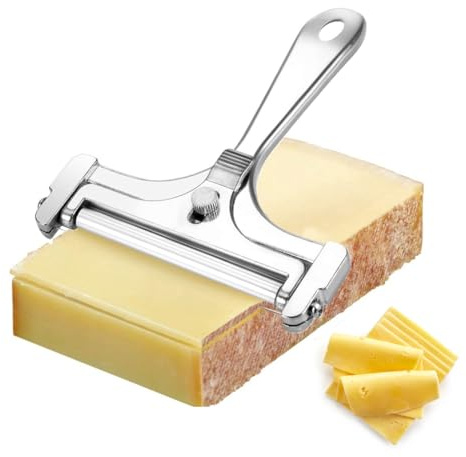 Cheese Slicer with Stainless Steel Wire - Adjustable Hand Held Cheese Cutter- Premium Cheese Shaver for Mozzarella, Cheddar, Gruyere - Cheese Cutter with Wire