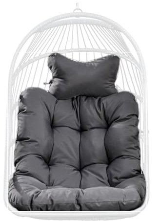 Mojia Hängesessel Kissen, Auflage für Polyrattan/Rattan Hängeschaukel Outdoor, Polster, Hängekorb, Sitzkissen Polster für Hängesessel, Schaukelkissen Rückenkissen 75x100cm (Dunkelgrau)