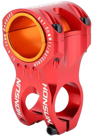 Dilwe 50mm Upgraded Cycling Stem for 31.8 or 35mm Bar Clamp, CNC 3D Forged Aluminium Alloy Short Handlebar Stem Riser Cycling Accessory for Mountain Cycle (Red