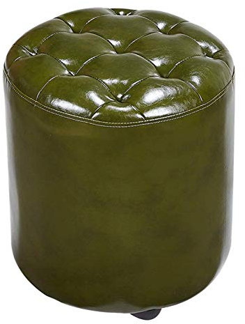 Quadratischer Sitzhocker aus Massivholz, mit Leder, Polsterhocker, Ottomane, Fußhocker, Wohnzimmer, Couchtisch, kleine Bank, 35,6 x 35,6 x 40,6 cm, Braun