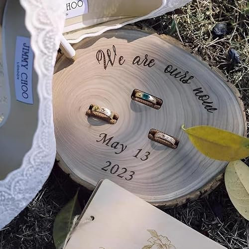 Personalisierte Baumstumpf-Ringablage | Individueller rustikaler Holzring für Hochzeit | individuelle Ringbox | einzigartiges Ringträgerkissen aus Holz | Ringbox Alternative für Braut und Bräutigam