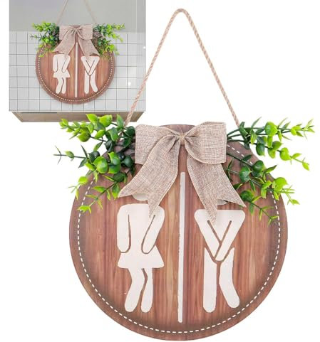 Toilette Round Türschild - Unisex Toilette Schilder | Rustikales Pee Badezimmerschild | Lustiges Toilettenschild, stilvolle Badezimmerversorgung, baumelnde Verzierung mit Seil für Zuhause, Bauer