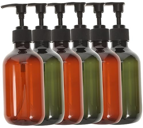 VICASKY 6pezzi Bottiglie Da Viaggio Con Pompa Per Shampoo Lozione Gel Riutilizzabili in Pet Durevoli Colore Marrone e Verde Contenitori Portatili Per Sapone Mani e Prodotti Liquidi