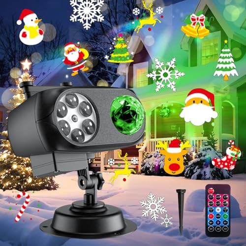 Ruiqas 4-in-1 Garden Projector Light, 10 Effects & Remote | IP44 waterproof, 10 HD images, 3200sq ft coverage, 19-key remote, timer 2/4/6h, for garden & indoor