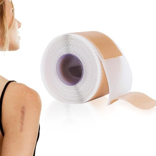 CAIJ Silikon-Narbenband Scar Tape (4CMX3M), Silikonpflaster Für Narben, Silikon-Narbenfolie, Silikon-Narbencreme für Chirurgische Narben, Kaiserschnitt, Bauch, Akne