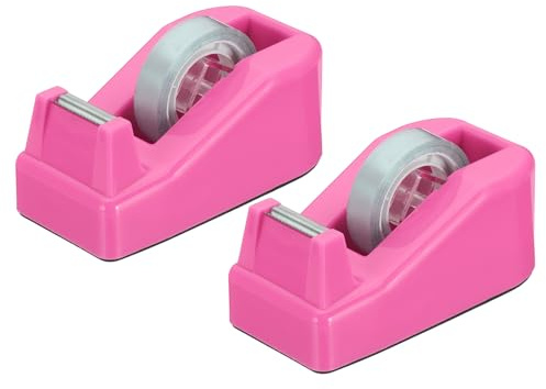 PATIKIL 2 Pezzi Distributore Di Nastro Da Scrivania, Piccolo Distributore Di Nastro Carino Portanastro Da Tavolo Per Ufficio, Rosa Caldo
