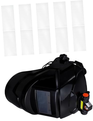 DOITOOL Auto Darkening Welding Helmet with Headlamp Extended Face and Neck Protection Includes Extra Protective Sheets Lightweight Welder Hood for Grinding and Welding Safety