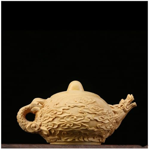 FYDCYHM Adorno De Tetera Pequeña Decoración De Escultura De Madera Boj Decoración De Estatua Vintage Ornamento De, Oficina, Escultura De Feng Shui En El Hogar