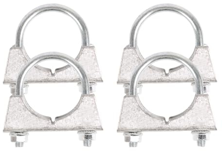 Kellegour 4 Piezas Abrazadera de Perno en U,Abrazaderas de Escape M8 x 45 mm,Soporte de Tubo Galvanizado en Forma de U,Perno Para Fijación De Conexiones, Tubos De Escape,Sistemas Industriales