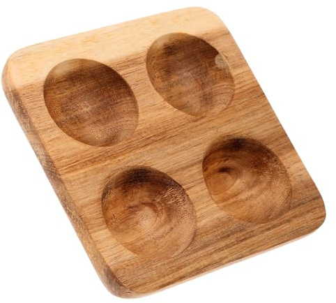 TOYANDONA Portauova in Legno Di Acacia Per Frigorifero e Bancone, Organizzatore Di Uova Fresche Manico, Vassoio Portauova Da Cucina Per Uso Quotidiano