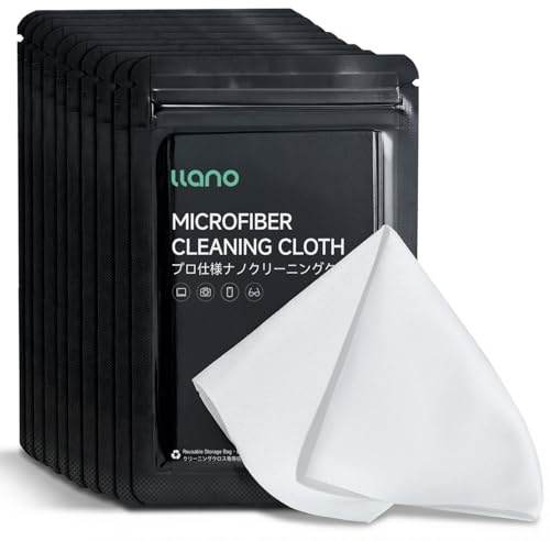 llano Nano Fiber Lens Cleaning Cloth Vacuum-Packed and Reusable, 10 Pack (9inch x 9inch) -Screen Cleaning Cloth for Camera Lenses, Smartphone Screens, Tablets, Computer Monitors