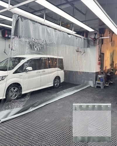 Outdoor Vorhang Wetterfest Transparent Isolierter Garagentrennvorhang Arbeitsbereiche, Hochbelastbare, Transparente Industrietrennvorhänge Schiene, Zuschneidbare Trennwand(W1xH1.8m/3.2x6ft)