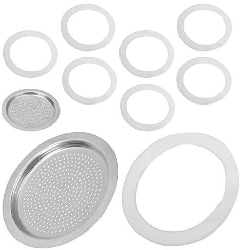 BAZEITFLOW Silicone Coffee Machine Gaskets with Filters Fit for Espresso Pots and Stovetop Makers Food-Grade Seal Replacement for Rich Coffee Extraction High Temperature Resistant Kit