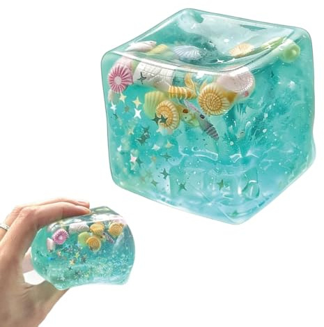 Stressball-Würfel, Squishy Nice Cube, Eiswürfel-Fidget-Spielzeug Mit Blauen Ozean, Weicher Slow-Rise Anti-Stress-Sensorik-Würfel Für Erwachsene Und Teenager, Ideal Für Konzentration Und Entspannung