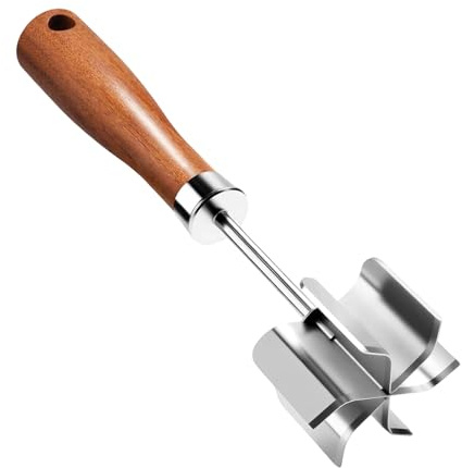 Meat Chopper Food Masher with a Wooden Handle, Non-Adhesive Food Masher for Kitchen, Catering and Household: Meat, Potatoes, Chicken, Beef, Sausage