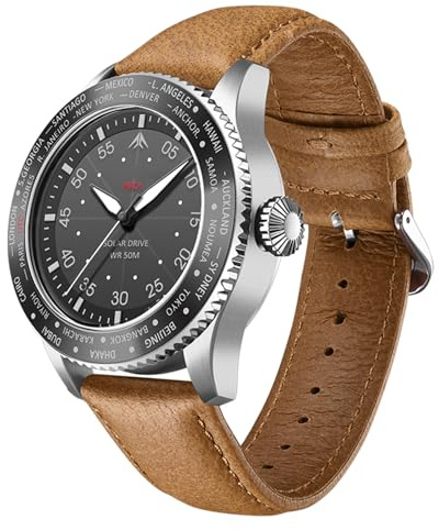 ZJchao Solarbetriebene Herren-Fliegeruhr mit Chronograph und Nachtsicht, 50 M Wasserdicht, Langlebige Batterie, Outdoor-Sportuhr für den Täglichen Gebrauch