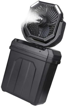 BABIBAOBEI Ventilador de camping recargable con nebulización y gancho de techo, batería de 30000 mAh, refrigeración portátil para tienda de campaña, garaje, al aire libre, recargable al aire libre