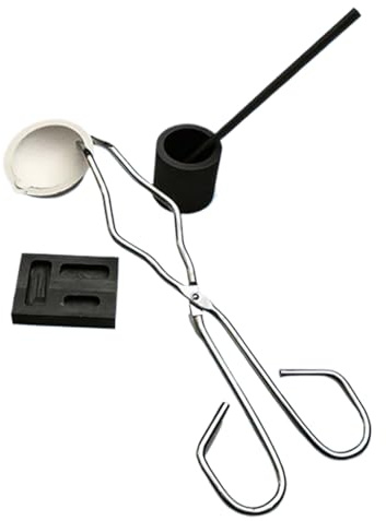 Set di fusione in metallo – Bicchiere per carbone, pinza per maniglia, vassoio per stampaggio, asta termica | Lavori creativi in metallo, fusione di ornamenti, workshop di design, studio, pratica