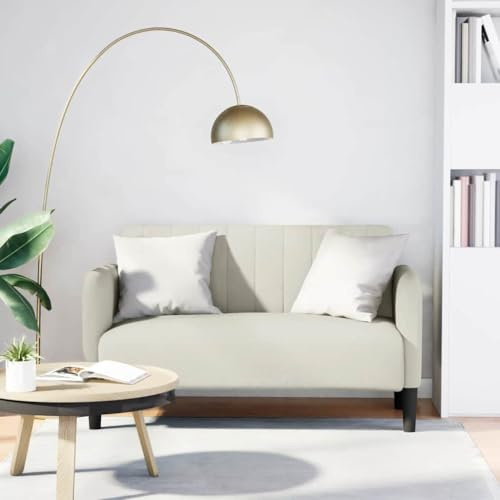 mtlskopl Zweisitzer Samtsofa Creme 124x68x74 cm mit Sperrholzgestell und Federkern, Modernes Mini Couch für kleine Räume, Ecksofa und Schlafsofa Alternative für Wohnzimmer, Büro oder Küche