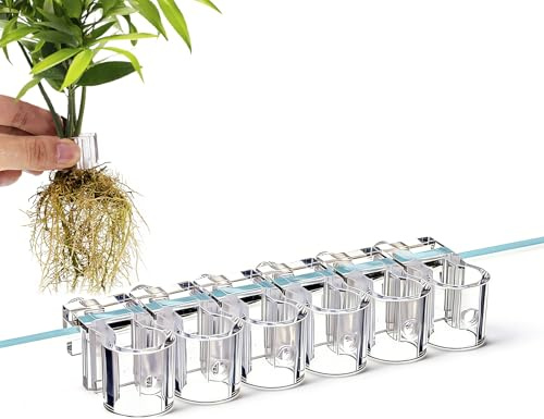 6 Stück Aquarium Pflanzenhalter, Transparent Acryl Wasserpflanzenregal | Wiederverwendbare, Hängende Aquarienpflanzenhalter für einfache Installation flexibles Aquascaping