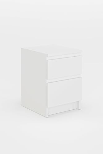 Elegante mesita de Noche Blanca, 35 x 50 x 40 cm, Tablero de partículas 100% melamina, 18 mm de Grosor, Elegante y Funcional
